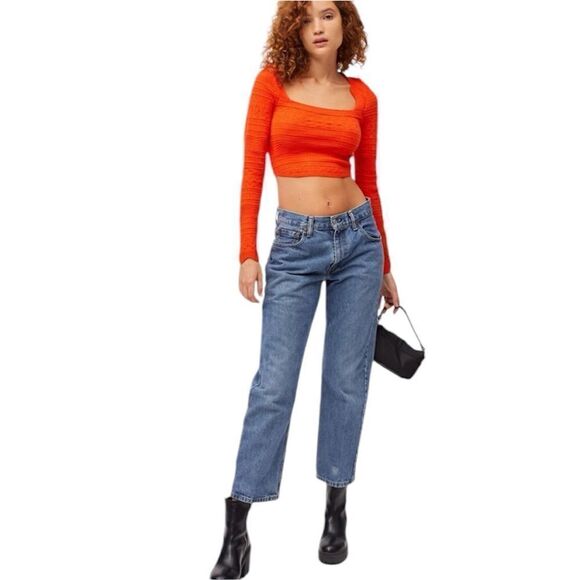 Urban Outfitters ‘Siouxsie’ Square Neck Knit Sweater in Tomato Size L - Picture 2 of 10